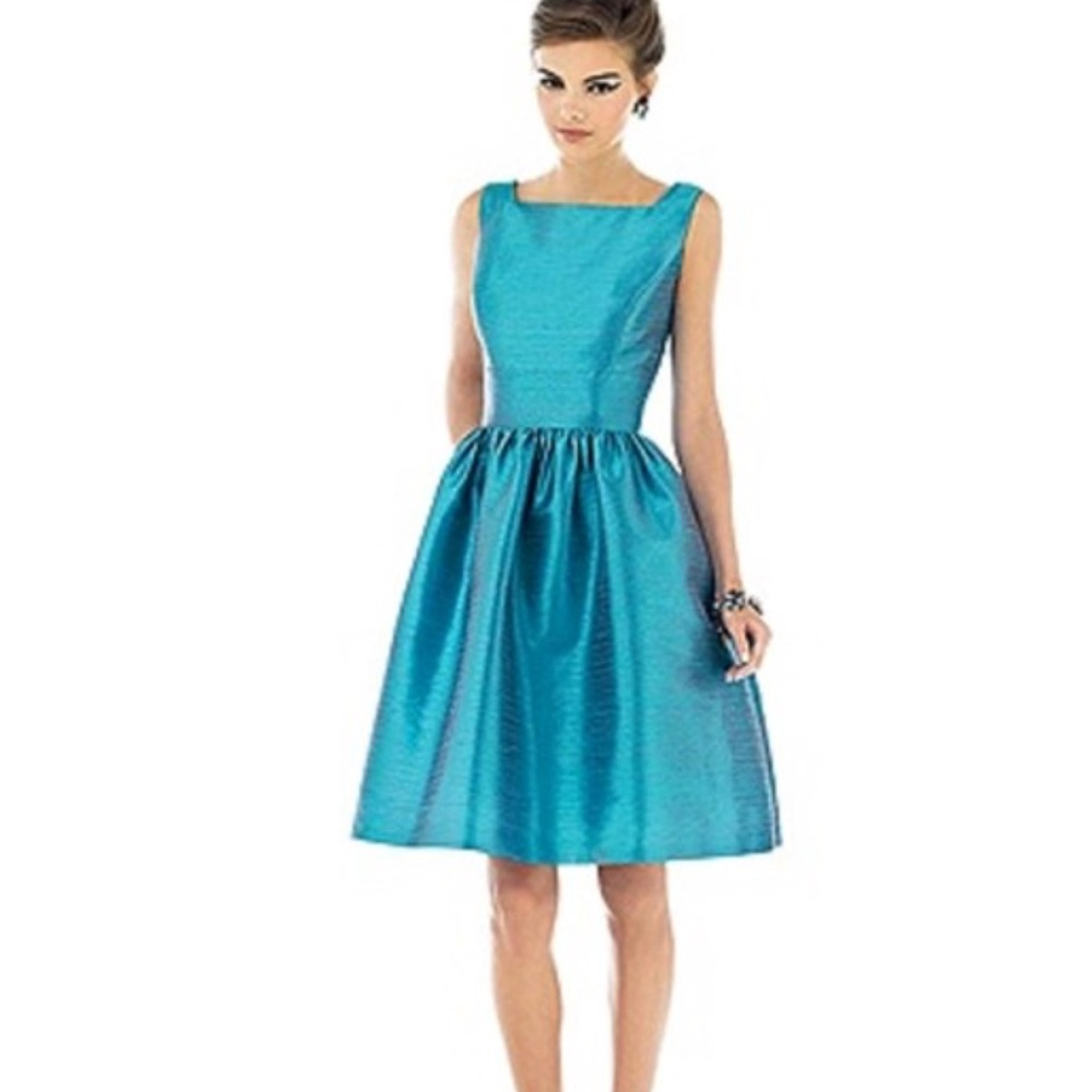 Alfred Sung D518, size 12, Teal, Cocktail Dress